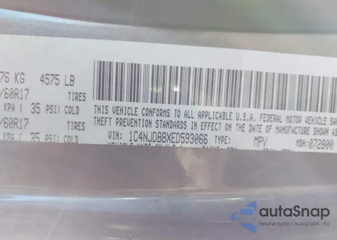 2014 Jeep Compass Sport z USA, uszkodzony, nr VIN 1C4NJDBBXED593066